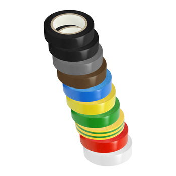 Zestaw 10 taśm 15mm, 2x czarna, szara, brązowa, niebieska, żółta, zielona, żółto-zielona, czerwona, biała, długość 10m