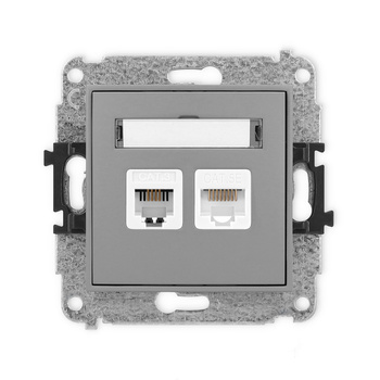 KARLIK MINI 27MGTK  Gniazdo telefoniczne pojedyńcze  1xRJ11 + komputerowego pojedynczego 1xRJ45