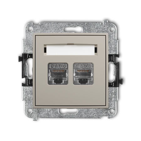 KARLIK ICON 60IGK-6 Mechanizm gniazda komputerowego podwójnego 2xRJ45, kat. 6, ekranowany, 8-stykowy
