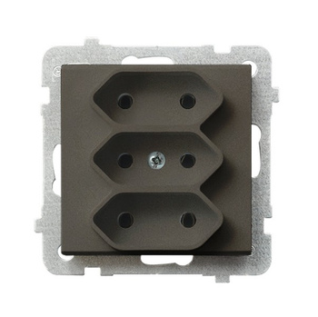 OSPEL SONATA GP-3R/m/40 Gniazdo potrójne EURO czekoladowy