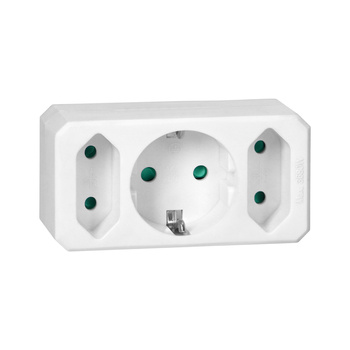 Rozgałęźnik 2x2P + 1x2P+Z (Schuko), biały