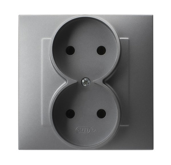 OSPEL SZAFIR GP-2Z/70 Gniazdo podwójne kompletne z ramką szary