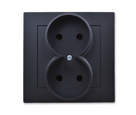 OSPEL AS GP-2G/33 Gniazdo podwójne z ramką czarny metalik