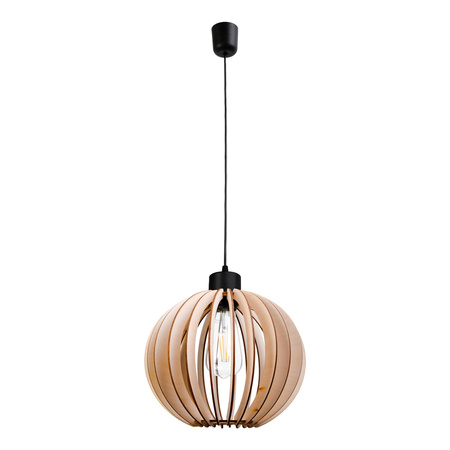 PALLA 270 lampa wisząca, moc max. 1x60W, E27, czarna, okrągły klosz, drewno
