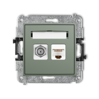 KARLIK MINI 61MGFK-1 Mechanizm gniazda antenowego poj. typu F (SAT) + gniazda komp. poj. 1xRJ45, kat. 5e, 8-stykowy