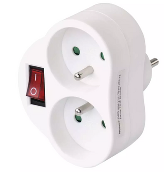 Rozgałęźnik wtyczkowy 2 gniazda z wyłącznikiem p0062