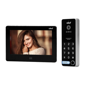 Zestaw wideodomofonowy, bezsłuchawkowy kolor, LCD 7", dotykowy, menu OSD, pamięć, gniazdo na kartę SD, DVR, sterowanie bramą, z szyfratorem i RFID, czarny, TAURI MEMO