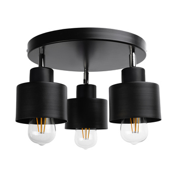 LISA oprawa ścienno-sufitowa, moc max. 3x60W, E27, czarna, podstawa okrągła, jednopoziomowa, ruchome głowice lampy