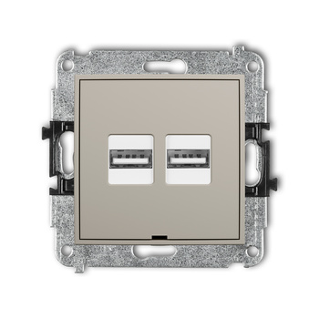 KARLIK MINI 60MCUSBBO-6 Mechanizm ładowarki USB podwójnej 2xUSB A, 15,5W max., 5V, 3.1A, bez pola opisowego