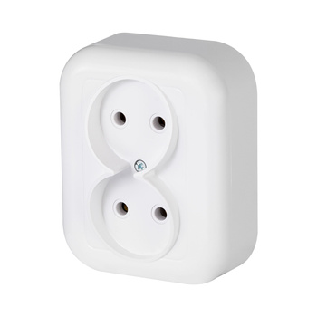 Gniazdo podwójne n/t 2x2p 16A, 250V, FAN, biały