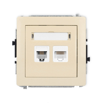 KARLIK DECO 1DGTK  Gniazdo telefoniczne pojedyńcze  1xRJ11 + komputerowego pojedynczego 1xRJ45