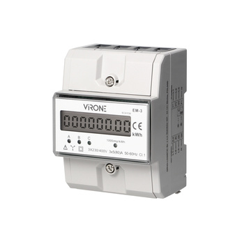 3-fazowy wskaźnik zużycia energii elektrycznej, 80A, 4,3 moduły, DIN TH-35mm