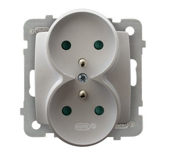 OSPEL KARO GP-2SRZP/m/43 Gniazdo podwójne z/u, przesłony torów, moduł