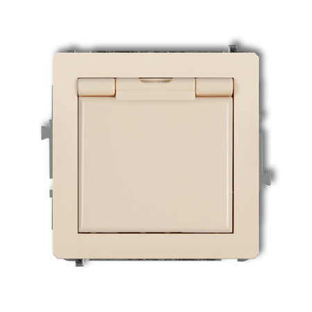 KARLIK DECO 1DGPB-1sp Gniazdo bryzgoszczelne z uziemieniem SCHUKO 2P+Z (klapka beżowa