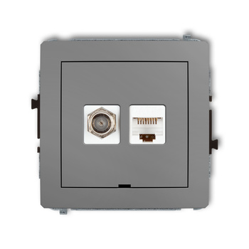 KARLIK DECO 27DGFKBO-1  Gniazdo antenowe pojedyńcze typu F (SAT) + gniazda komp. poj. 1xRJ45