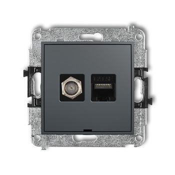 KARLIK ICON 28IGFKBO-1  Gniazdo antenowe pojedyńcze typu F (SAT) + gniazda komp. poj. 1xRJ45