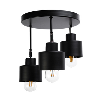 LISA oprawa ścienno-sufitowa, moc max. 3x60W, E27, czarna, podstawa okrągła, wielopoziomowa, ruchome głowice lampy