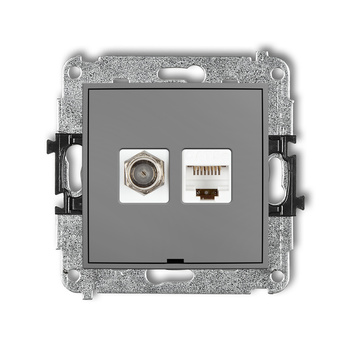 KARLIK ICON 27IGFKBO-1  Gniazdo antenowe pojedyńcze typu F (SAT) + gniazda komp. poj. 1xRJ45