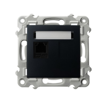 OSPEL SZAFIR GPT-1Z/m/33 Gniazdo telefoniczne pojedyncze czarny metalik