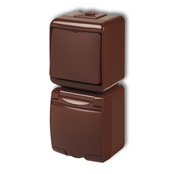 KARLIK JUNIOR 4WGHP-1 Łącznik jednobiegunowy z gniazdem pojedynczym z uziemieniem 2P+Z (klapka brązowa; bez przesłon)