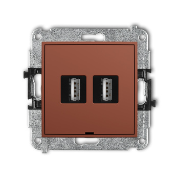 KARLIK MINI 63MGUSBBO-2 Mechanizm gniazda podwójnego 2xUSB A-A 2.0, bez pola opisowego