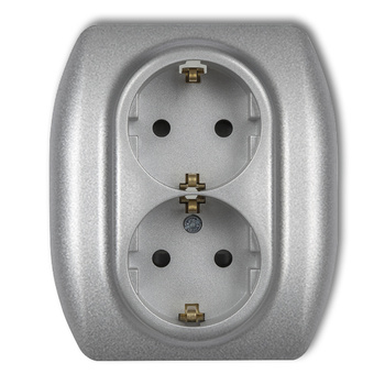 KARLIK TREND 7GP-2sp  Gniazdo podwójne z uziemieniem SCHUKO 2x(2P+Z) (przesłony torów prądowych)