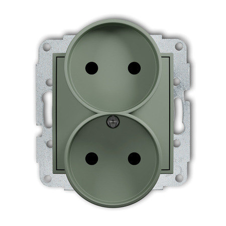 KARLIK MINI 61MGPR-2p Mechanizm gniazda podwójnego do ramki bez uziemienia 2x2P (przesłony torów prądowych)