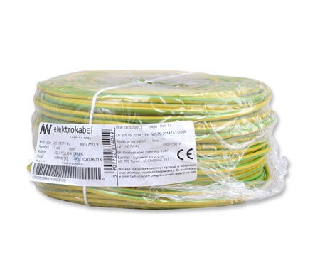 Przewód linka kabel H07V-K  LGY 6mm2 450/750 V żółto-zielony ELEKTROKABEL  5907702814049 1mb