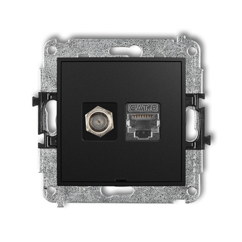 KARLIK ICON 12IGFKBO-5  Gniazdo antenowe pojedyńcze typu F (SAT) + gniazda komp. poj. 1xRJ45