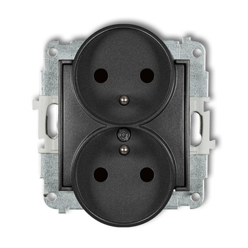 KARLIK MINI 11MGPR-2zp  Gniazdo podwójne do ramki z uziemieniem 2x(2P+Z) (przesłony torów prądowych)