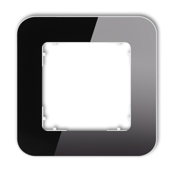 KARLIK ICON 12-0-IRSZ-1 Ramka uniwersalna pojedyncza zaokrąglona - efekt szkła (ramka: czarna; spód: biały)