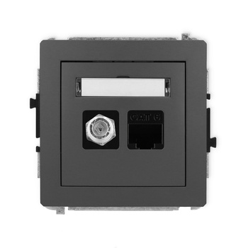 KARLIK DECO 28DGFK-3  Gniazdo antenowe pojedyńcze typu F (SAT) + gniazda komp. poj. 1xRJ45