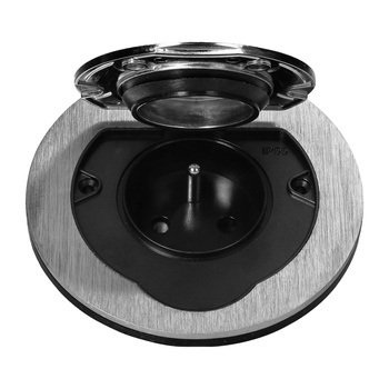 Hermetyczne gniazdo elektryczne okrągłe, IP55, szczotkowane aluminium