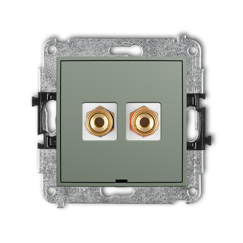 KARLIK MINI 61MGGBO-4 Mechanizm gniazda głośnikowego pojedynczego, bez pola opisowego (typu banan - czerwony i czarny, pozłacany, 4 mm2, skręcany)