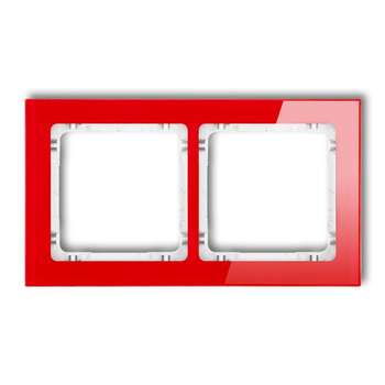 KARLIK DECO 17-0-DRS-2 Ramka uniwersalna podwójna - efekt szkła (ramka: czerwona; spód: biały)