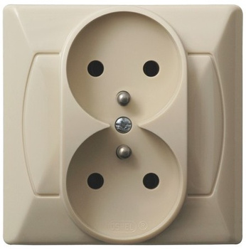 OSPEL AKCENT GP-2AZ/01 Gniazdo podwójne z uziemieniem beż