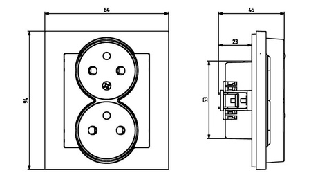 OSPEL SONATA GP-2RC/33 Gniazdo podwójne z/u niezamienność faz