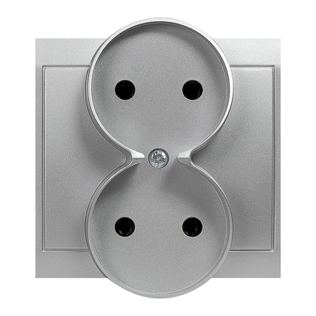 Gniazdo podwójne p/t 2x2P Luna, 16A, 250V, PT-5LR, srebrny