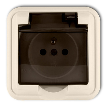 KARLIK LIZA 1GPH-1zd  Gniazdo bryzgoszczelne z uziemieniem 2P+Z (klapka dymna)