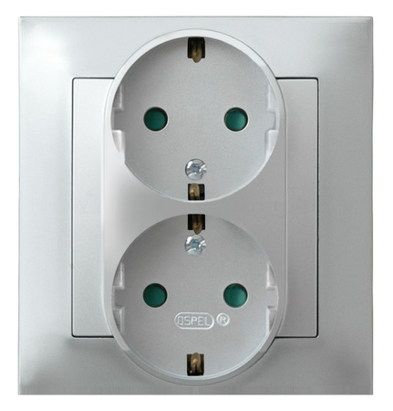 OSPEL IMPRESJA GP-2YSP/18 Gniazdo podwójne schuko przesłłony, kompletne