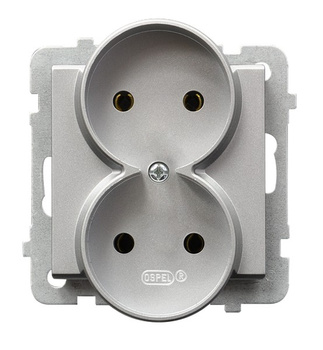 OSPEL SONATA GP-2RR/m/38 Gniazdo podwójne moduł bez ramki srebro