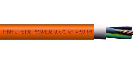 Kabel Przewód Bezhalogenowy  5x2,5 RE NHXH-J FE180 PH90/E90 0,6/1 kV 1m