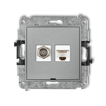 KARLIK ICON 7IGFKBO-1  Gniazdo antenowe pojedyńcze typu F (SAT) + gniazda komp. poj. 1xRJ45