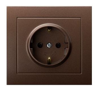OSPEL KIER GP-1WS/52 Gniazdo pojedyncze z uziemieniem schuko brąz