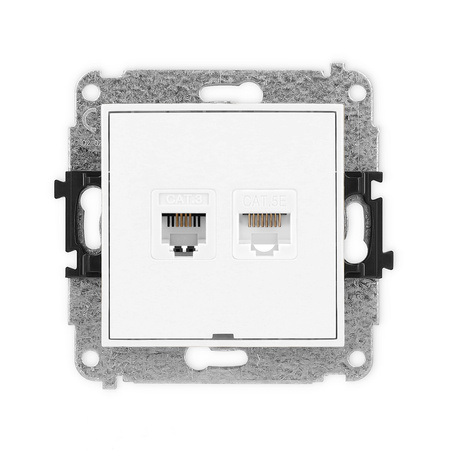 KARLIK MINI 25MGTKBO Gniazdo telefoniczne pojedyńcze 1xRJ11 + komputerowego pojedynczego 1xRJ45
