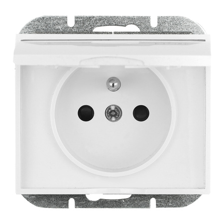 Gniazdo pojedyncze p/t 2P+Z bryzgoszczelne z klapką Onyx, 16A, 250V, PT-16OH, biały