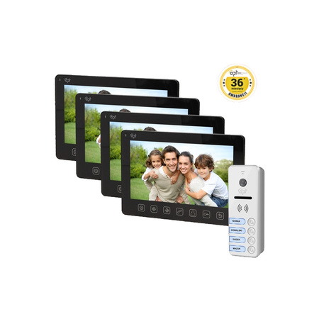 Zestaw wideodomofonowy, czterorodzinny FORTIS MULTI 7", czarny