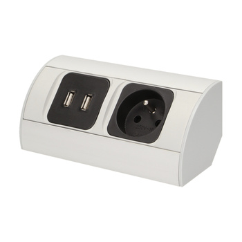 Gniazdo meblowe 1x2P+Z, 2xUSB