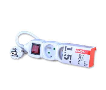 Emos p13115 przedłużacz 3 gniazda 1,5m z wyłącznikiem