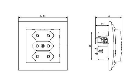 OSPEL IMPRESJA GP-3Y/m/27 Gniazdo potrójne EURO ecru